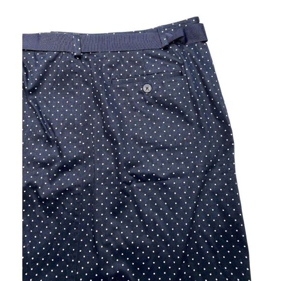 Chaps Navy Blue White Dot Chino Mini Skirt Belted Sz 12 - Picture 5 of 5